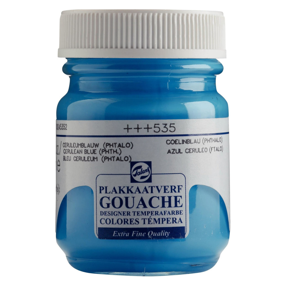 Gouache Extra Fine paint in a bottle - Talens - Cerulean Blue Phthalo, 50 ml