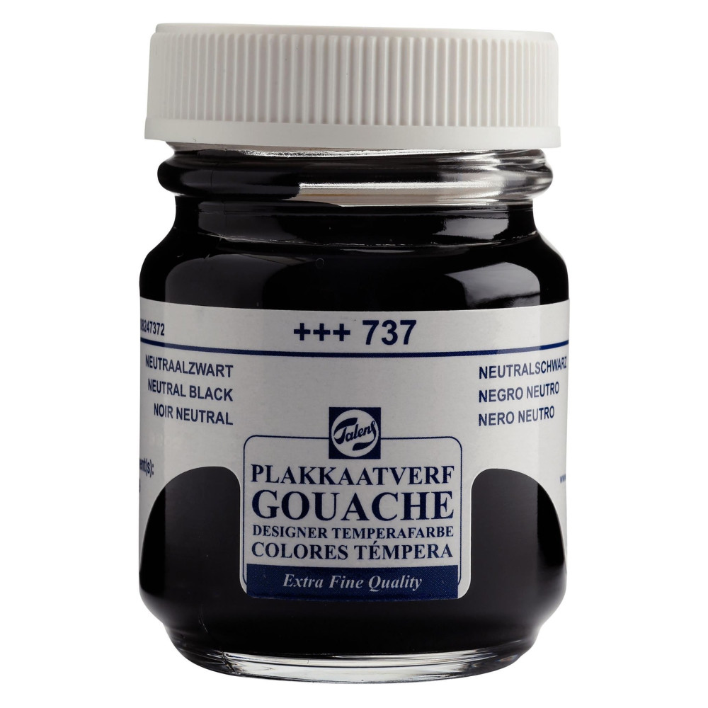 Gouache Extra Fine paint in a bottle - Talens - Neutral Black, 50 ml