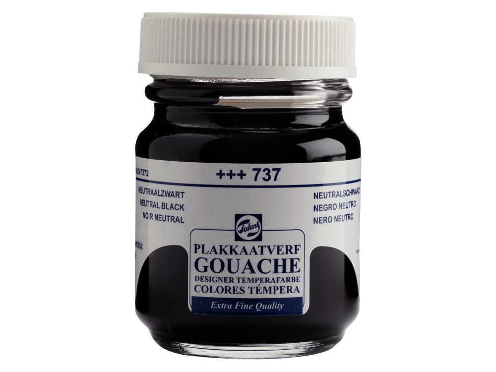 Gouache Extra Fine paint in a bottle - Talens - Neutral Black, 50 ml