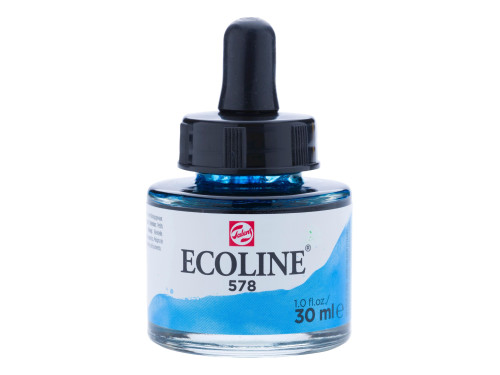 Liquid watercolor Ecoline in bottle - Talens - Sky Blue Cyan, 30 ml