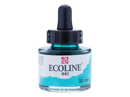 Liquid watercolor Ecoline in bottle - Talens - Turquoise Green, 30 ml