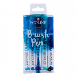 Brush Pen watercolor set Ecoline - Talens - Blue, 5 colors