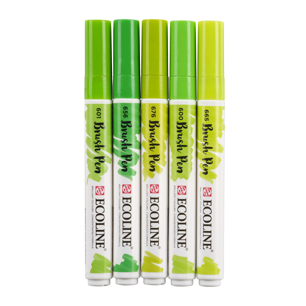 Brush Pen watercolor set Ecoline - Talens - Green, 5 colors