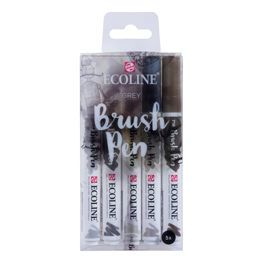 Brush Pen watercolor set Ecoline - Talens - Grey, 5 colors