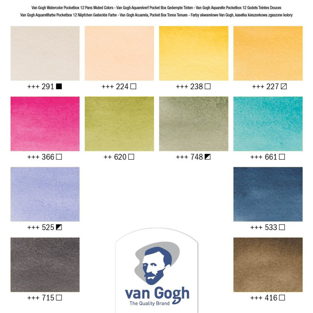 Watercolor paints pocket box - Van Gogh - Muted Colors, 12 colors