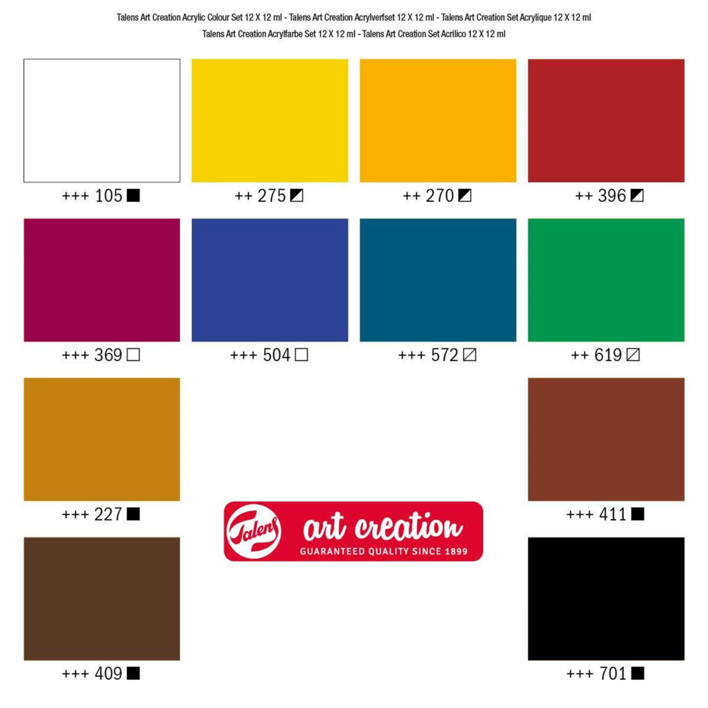 Zestaw farb akrylowych - Talens Art Creation - 12 kolorów x 12 ml