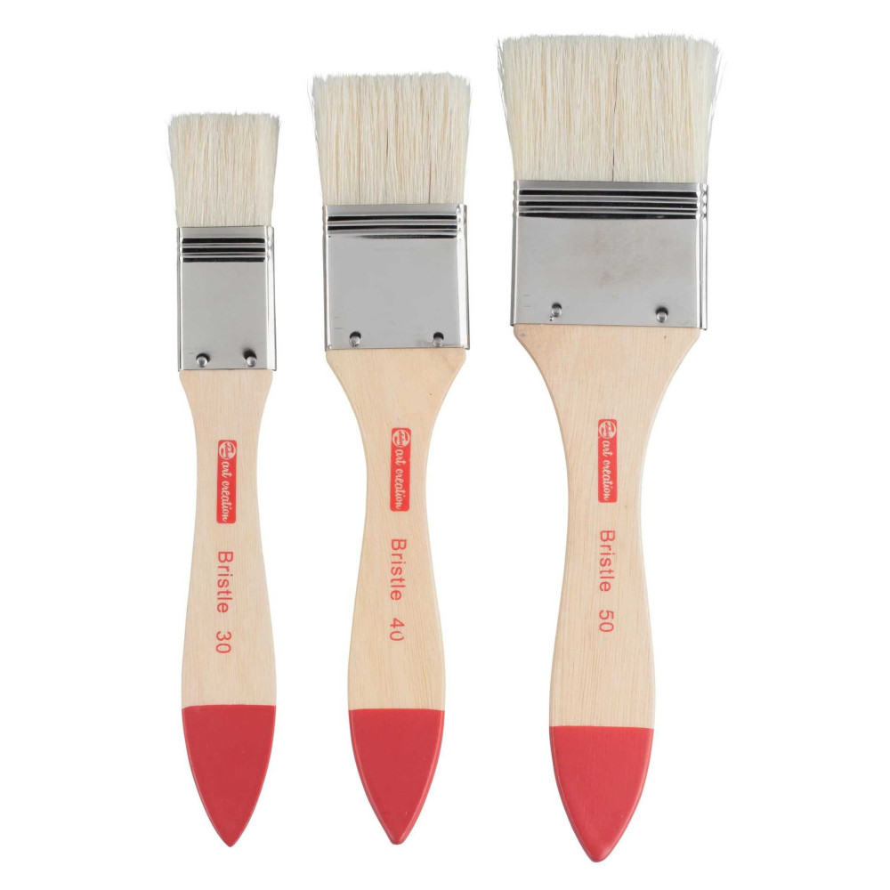 Set of spalter hog bristle brushes - Talens Art Creation - flat, 3 pcs.
