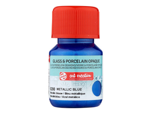 Paint for glass and porcelain - Talens Art Creation - Metallic Blue, 30 ml
