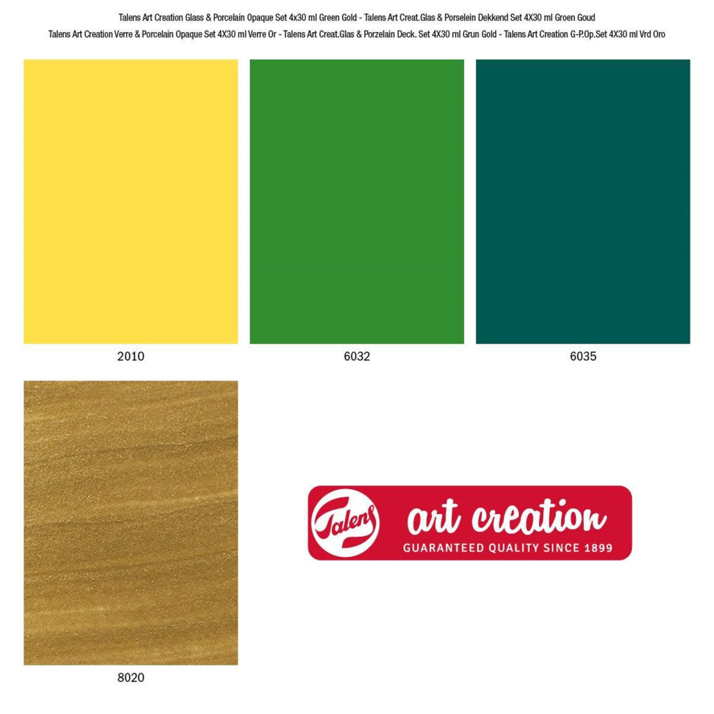 Zestaw farb do ceramiki - Talens Art Creation - Green Gold, 4 kolory x 30 ml