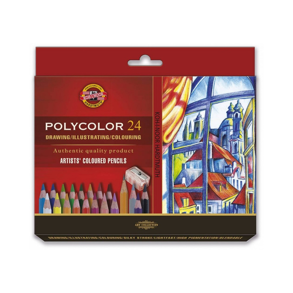 Zestaw kredek Polycolor z ołówkiem i temperówką - Koh-I-Noor - 24 kolory