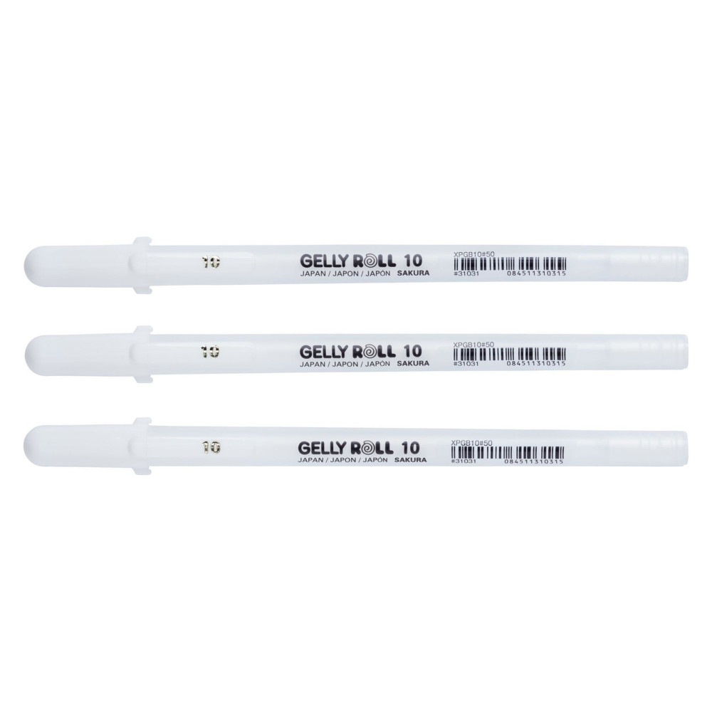 Zestaw długopisów żelowych Gelly Roll 10 - Sakura - białe, 3 szt.