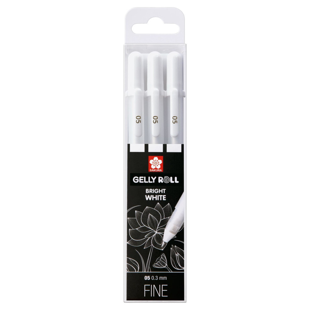 Zestaw długopisów żelowych Gelly Roll 05 - Sakura - białe, 3 szt.