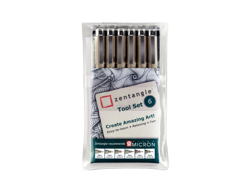 Pigma Micron Zentagle fineliners set - Sakura - black, 6 pcs.