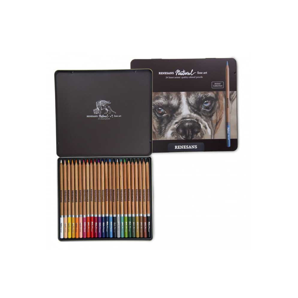 Set of Soft Natural pencils in metal case - Renesans - 24 colors