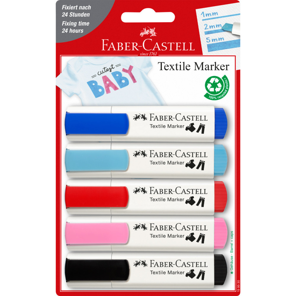 Set of textile markers Baby - Faber-Castell - 5 colors