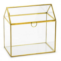 Glass box for envelopes - gold, 13 x 21 x 21 cm
