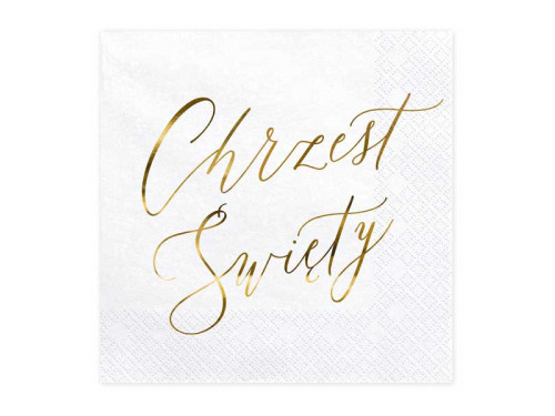 Serving napkins Chrzest Święty - white and gold, 20 pcs.