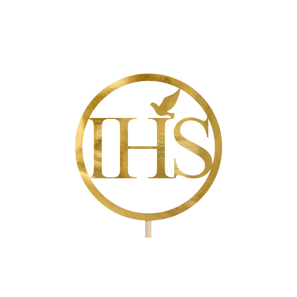 Cake topper IHS - gold, 22 cm