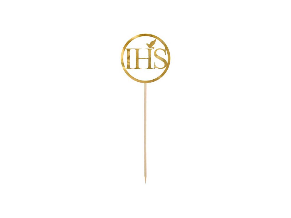 Cake topper IHS - gold, 22 cm