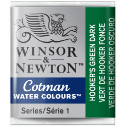 Cotman watercolor paint - Winsor & Newton - Hooker's Green Dark, half pan