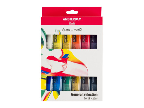Set of acrylic paints in tubes - Amsterdam - 12 colors x 20 ml