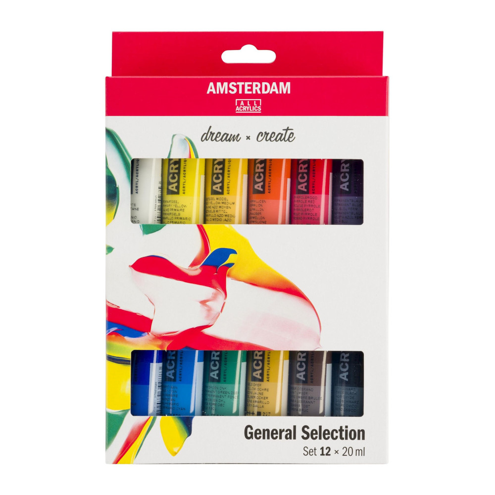 Set of acrylic paints in tubes - Amsterdam - 12 colors x 20 ml