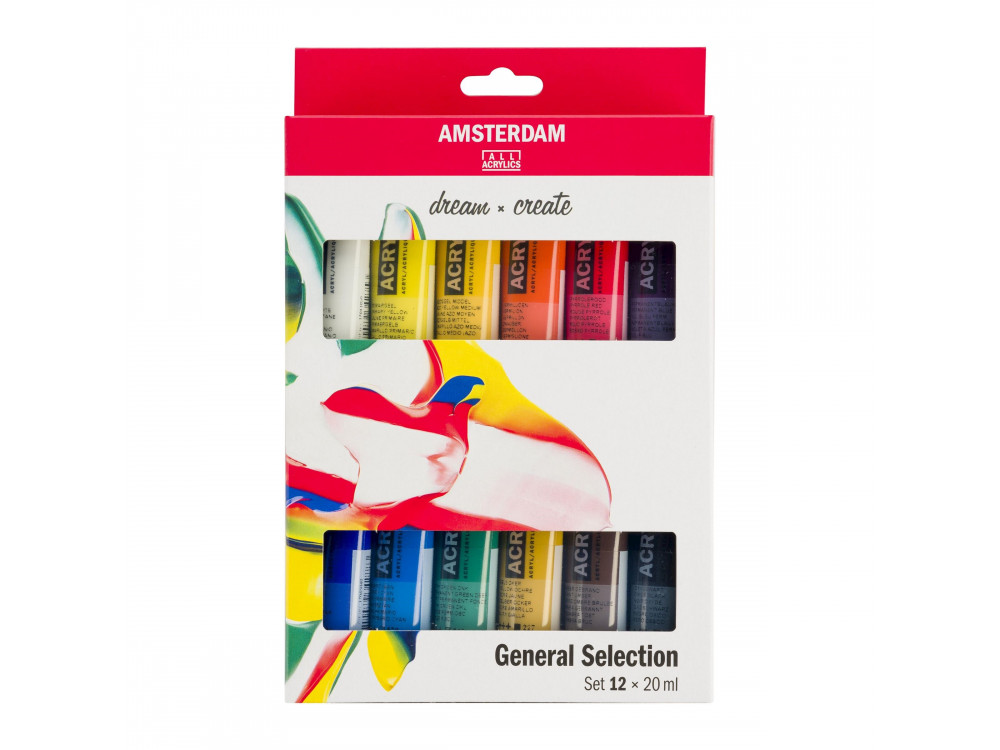 Zestaw farb akrylowych w tubkach - Amsterdam - 12 kolorów x 20 ml
