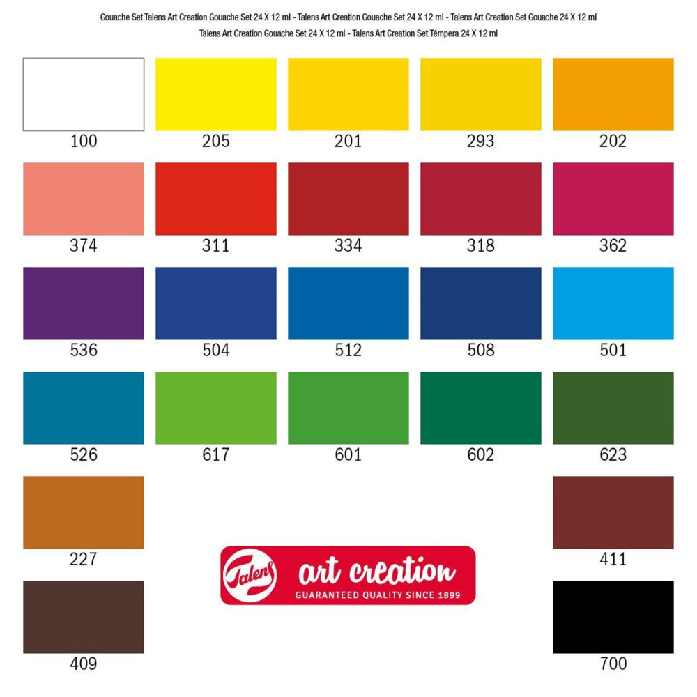Zestaw farb gwaszy - Talens Art Creation - 24 kolory x 12 ml