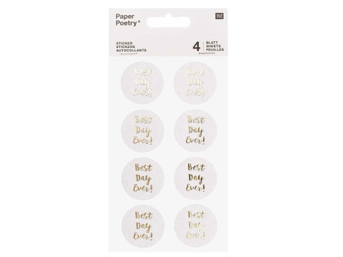 Naklejki Best Day Ever - Paper Poetry - białe, 32 szt.