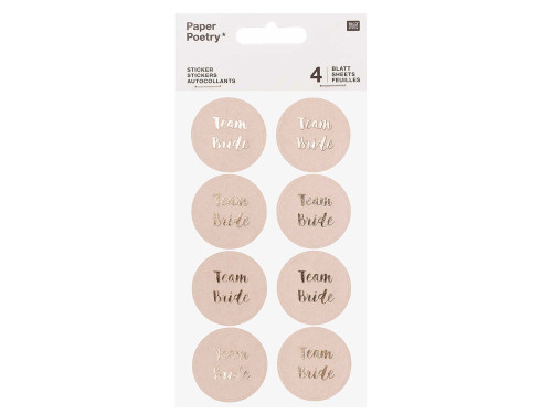 Stickers Team Bride - Paper Poetry - pink, 32 pcs.
