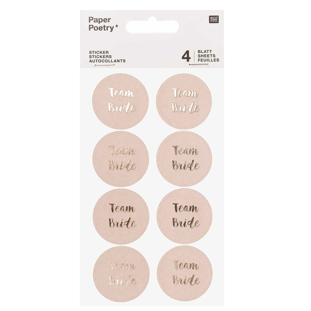 Stickers Team Bride - Paper Poetry - pink, 32 pcs.
