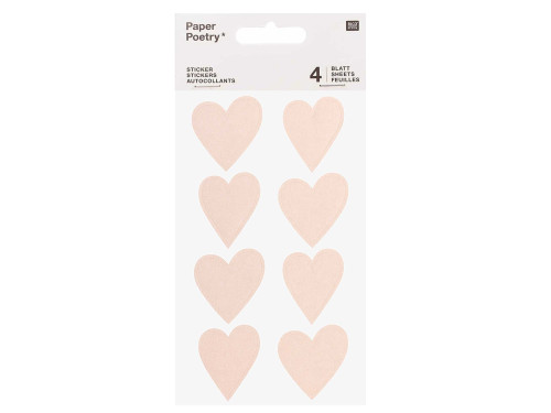 Stickers metallic hearts - Paper Poetry - beige, 32 pcs.