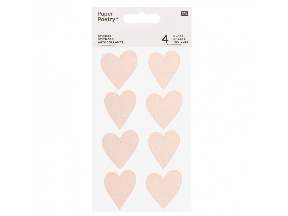 Stickers metallic hearts - Paper Poetry - beige, 32 pcs.