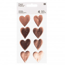 Stickers metallic hearts - Paper Poetry - rose gold, 32 pcs.