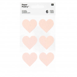 Felt hearts stickers - Paper Poetry - big, beige, 6 pcs.