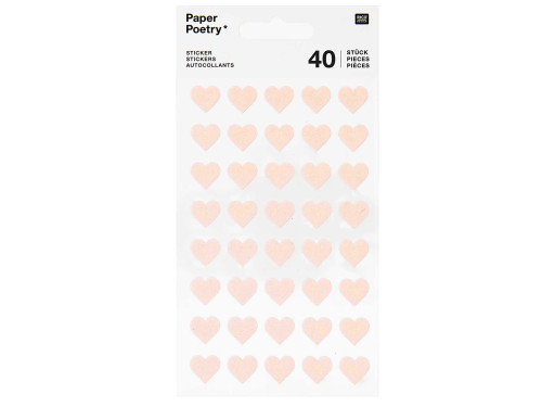 Naklejki filcowe Serca - Paper Poetry - małe, beżowe, 40 szt.