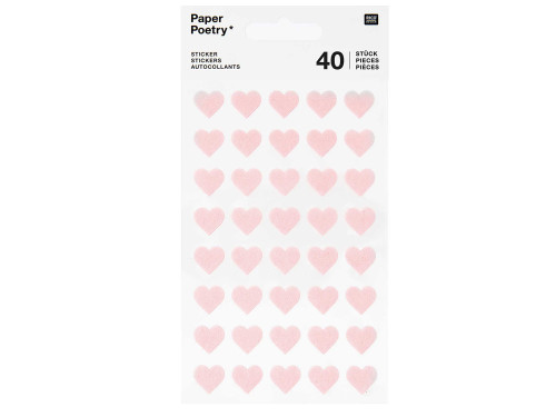 Felt hearts stickers - Paper Poetry - small, pink, 40 pcs.