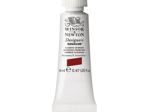 Farba gwasz Designers Gouache - Winsor & Newton - Alizarin Crimson, 14 ml