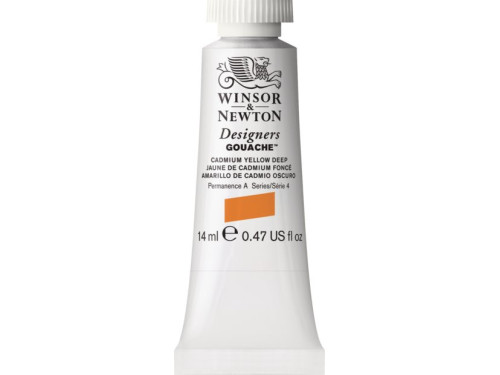Gouache paint in tube - Winsor & Newton - Cadmium Yellow Deep, 14 ml