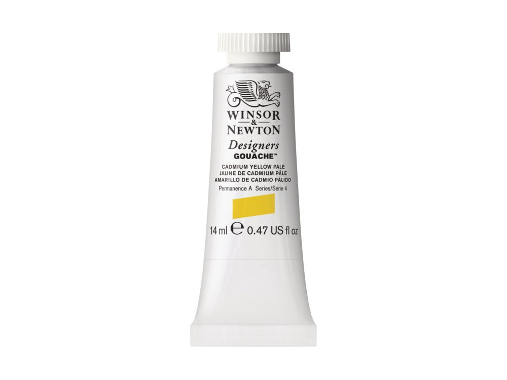 Gouache paint in tube - Winsor & Newton - Cadmium Yellow Pale, 14 ml