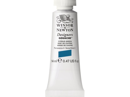Gouache paint in tube - Winsor & Newton - Cyprus Green, 14 ml