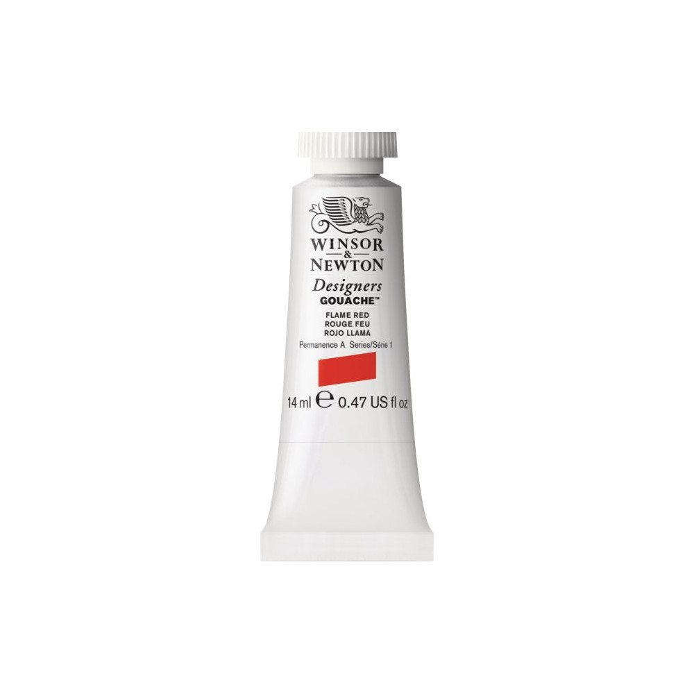 Gouache paint in tube - Winsor & Newton - Flame Red, 14 ml