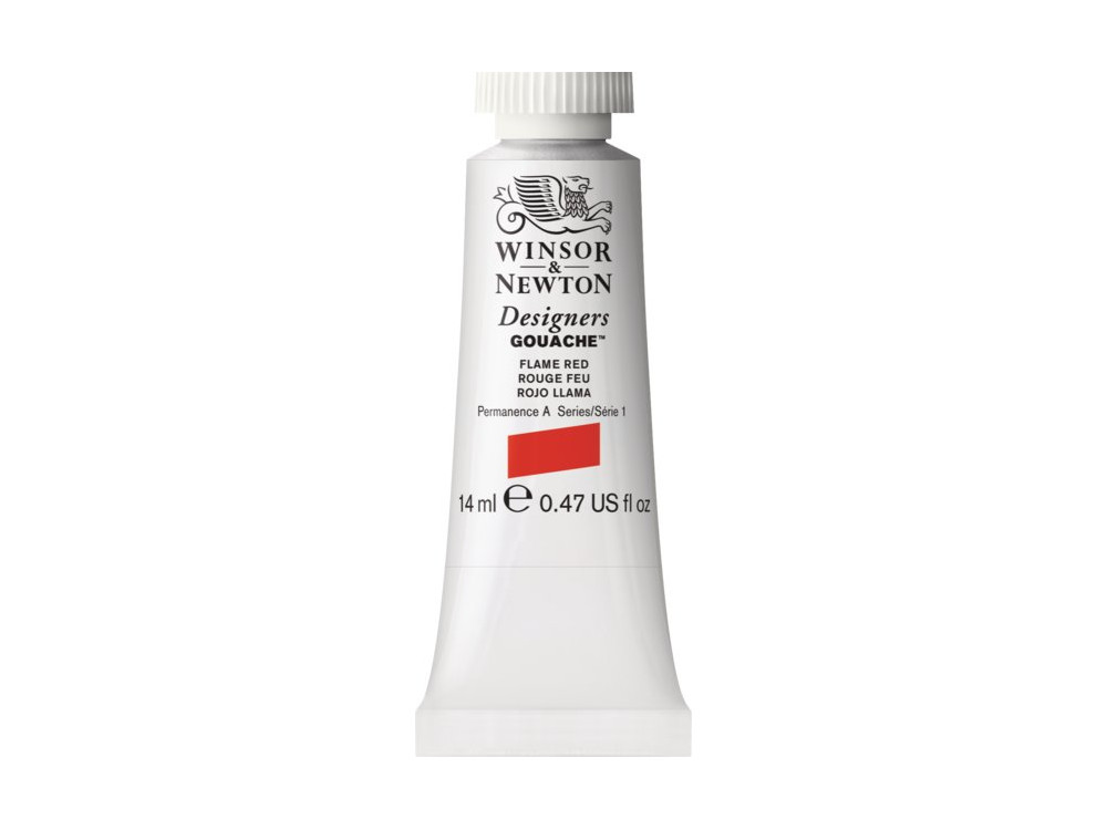 Gouache paint in tube - Winsor & Newton - Flame Red, 14 ml