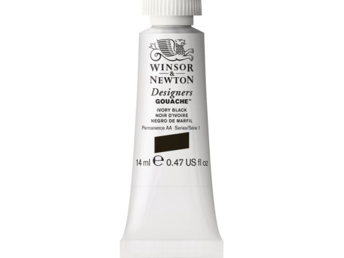 Gouache paint in tube - Winsor & Newton - Ivory Black, 14 ml