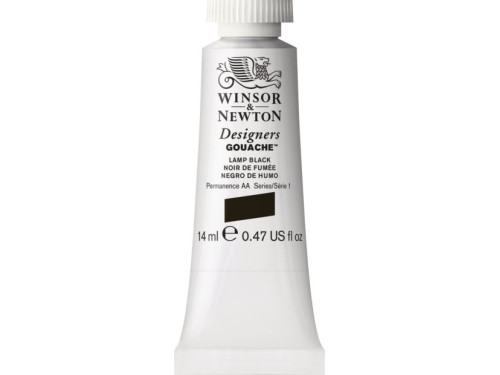 Gouache paint in tube - Winsor & Newton - Lamp Black, 14 ml