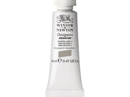 Farba gwasz Designers Gouache - Winsor & Newton - Neutral Grey 3, 14 ml