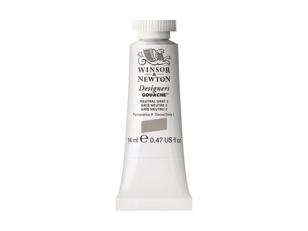 Gouache paint in tube - Winsor & Newton - Neutral Grey 3, 14 ml