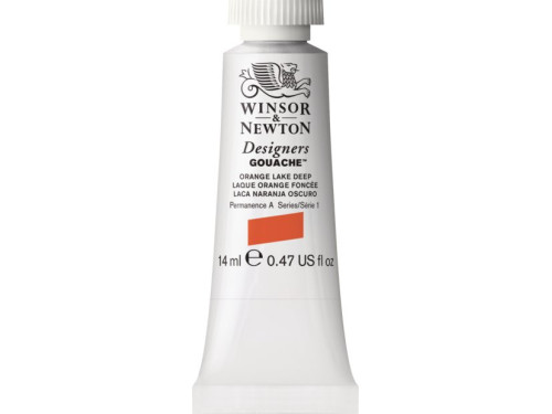Gouache paint in tube - Winsor & Newton - Orange Lake Deep, 14 ml