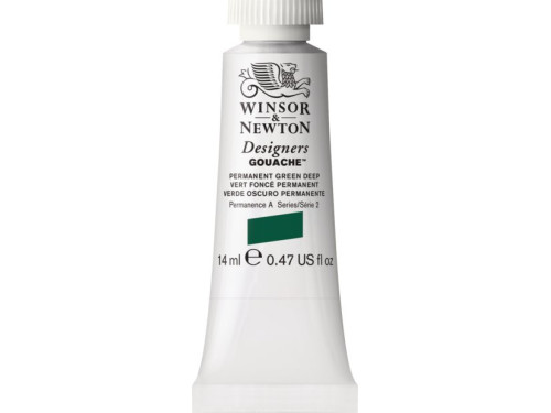 Farba gwasz Designers Gouache - Winsor & Newton - Permanent Green Deep, 14 ml