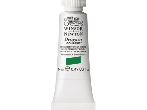 Farba gwasz Designers Gouache - Winsor & Newton - Permanent Green Middle, 14 ml
